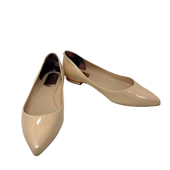 Ted Baker London Izlar Nude Patent Leather Pointed Toe Flats Size 40 US 9.5 - Picture 6 of 10